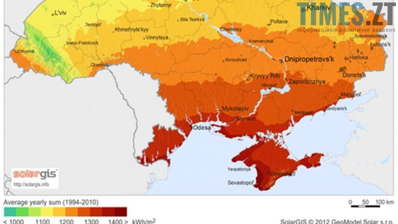 Сонячна електроенергія в Україні. Карта  | TIMES.ZT
