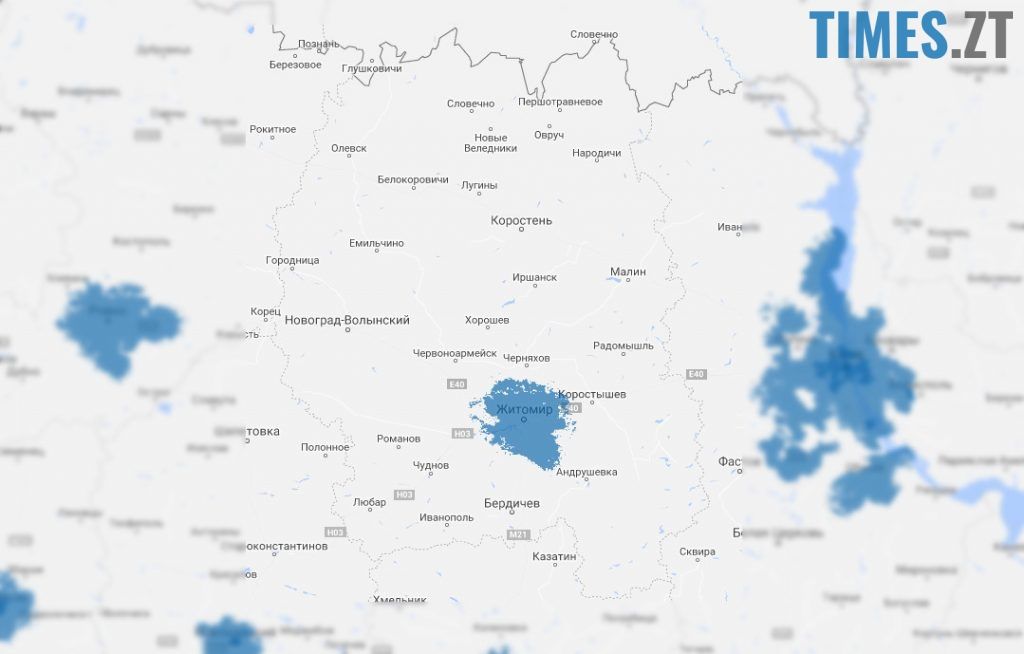 Карта покриття мережі 4G від Київстар. Житомирська область | TIMES.ZT