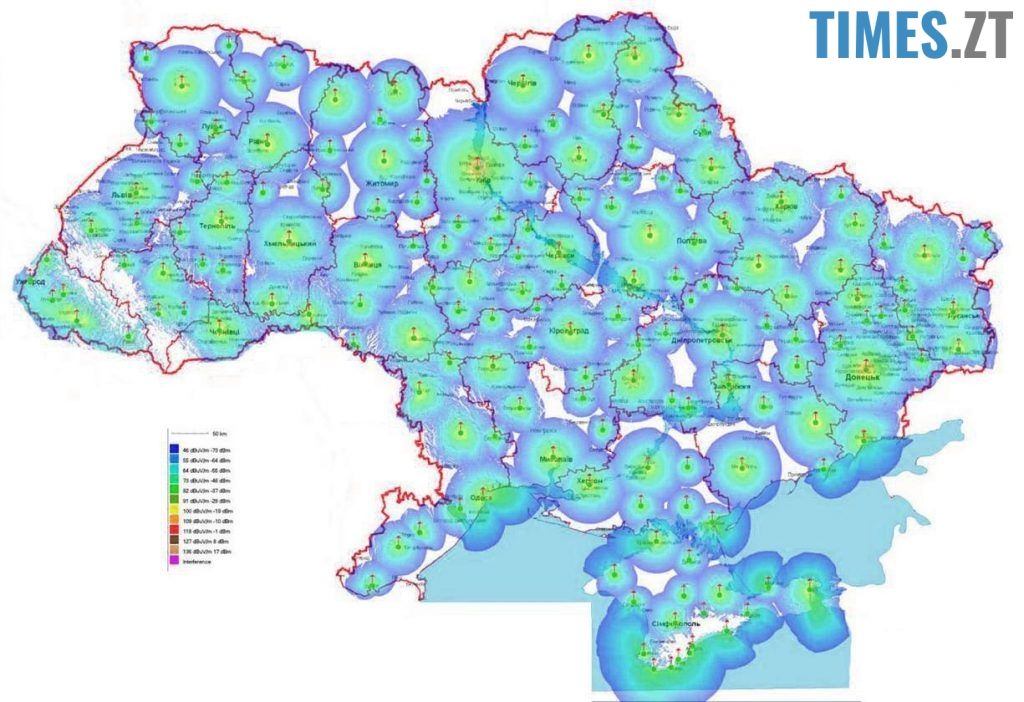 Карта покриття Т2. Україна