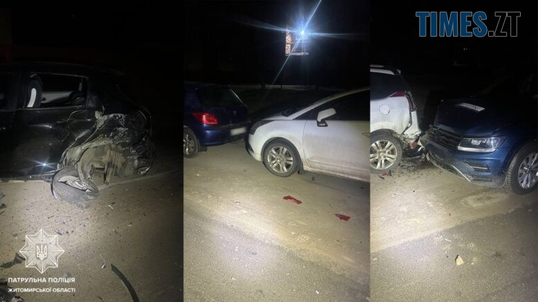 Нічний погром на Шевченка: у Житомирі нетверезий водій протаранив п’ять автомобілів