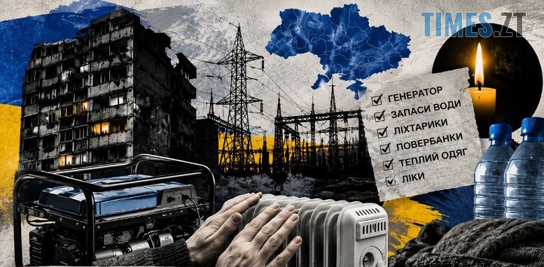 колаж на тему підготовка до складної зими в Україні через російські обстріли