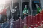 заправна колонка і на фоні графік зростання цін